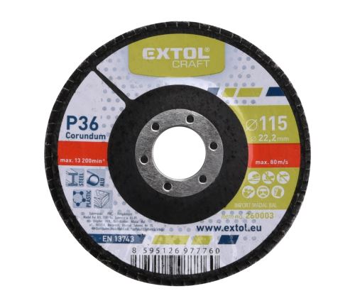 EXTOL CRAFT Lamelový kotouč šikmý korundový, P36, 115mm