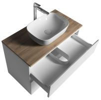 AQUALINE ALTAIR skříňka s deskou 87,5 cm, bílá/dub emporio (AI290-02) (1)