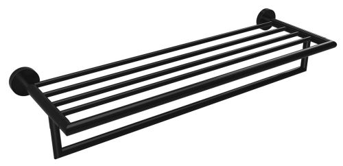 SAPHO X-ROUND BLACK polička na ručníky s hrazdou 500mm, černá (XR421B)