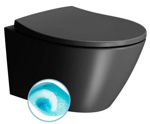 GSI MODO závěsná WC mísa, Swirlflush, 37x52 cm, černá dual-mat