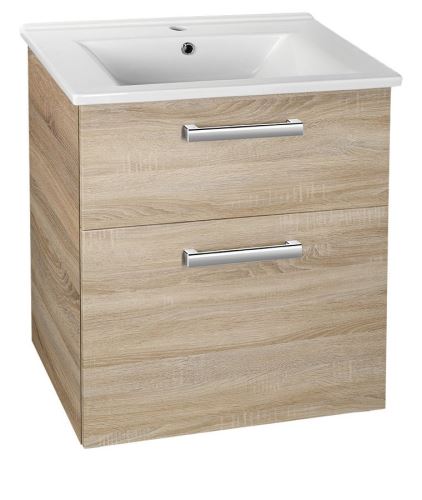 Aqualine VEGA umyvadlová skříňka 62x72,6x43,8 cm, 2xzásuvka, dub platin