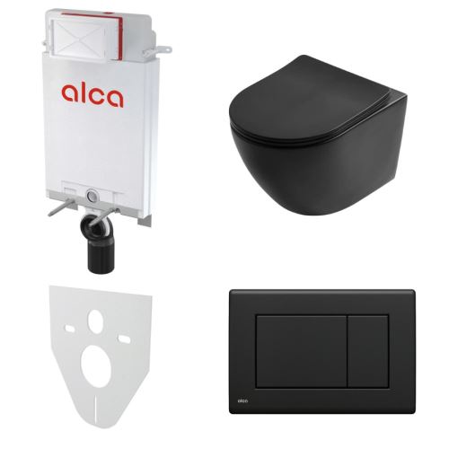 AKČNÍ SET 5v1 Alcadrain Alcamodul AM100/1000 + WC mísa SLOVARM W YJ-2380B, černá