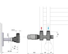 BRUCKNER WICHER COMBI připojovací sada termostatická pro středové připojení 50mm, černá mat (600.331.6) (3)