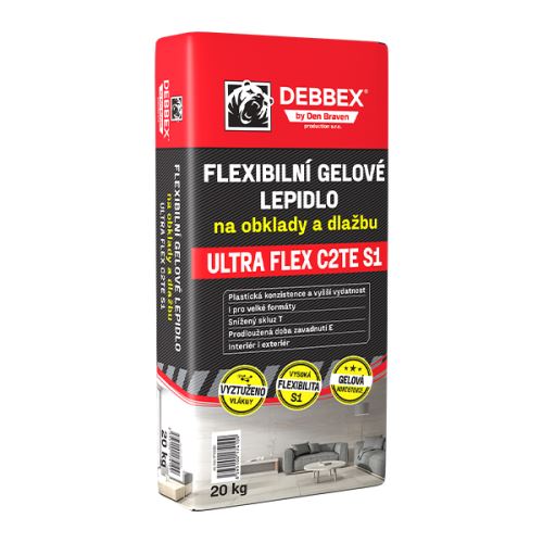 DEBBEX Flexibilní gelové lepidlo na obklady a dlažbu ULTRA FLEX C2TE S1 20 kg pytel šedá (57103GS1)
