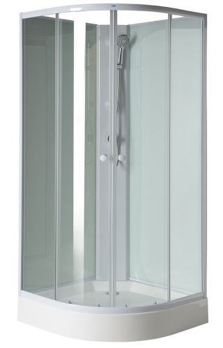 Aqualine AIGO čtvrtkruhový sprchový box 900x900x2060 mm, bílý profil, čiré sklo