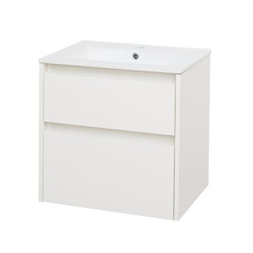 Mereo Opto, koupelnová skříňka s keramickým umyvadlem, bílá, 2 zásuvky, 610x580x458 mm (CN910)