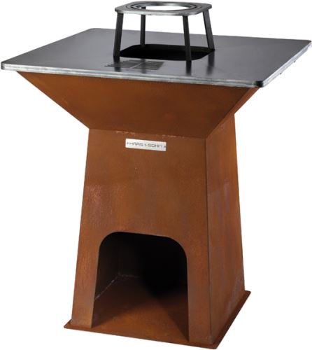 HAAS+SOHN Zahradní gril, patinující Cortenová ocel, plancha deska (0966700000000)