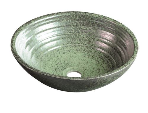 Sapho ATTILA keramické umyvadlo, průměr 42,5 cm, zelená měď