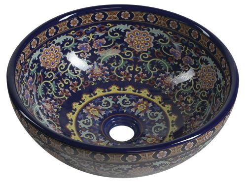 Sapho PRIORI keramické umyvadlo, průměr 40,5cm, 15,5cm, fialová s ornamenty