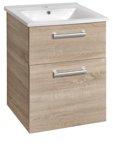Aqualine VEGA umyvadlová skříňka 51,5x72,6x43, 6cm, 2xzásuvka, dub platin