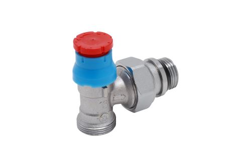 GIACOMINI R411TG Termostatický ventil, rohový s víčkem, pro adaptér na měď nebo UH, gumové těsnění 1/2"x16 (R411X033)