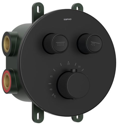 SAPHO SMARTSELECT podomítková sprchová termostatická baterie, box, 2 výstupy, černá mat (RP032B)