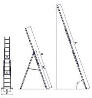 G21 Žebřík třídílný 5,1m 3x8 příček (GA-H-3X8) (5)