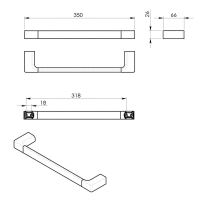 Gedy PIRENEI držák ručníků 350x66mm, černá mat (4)