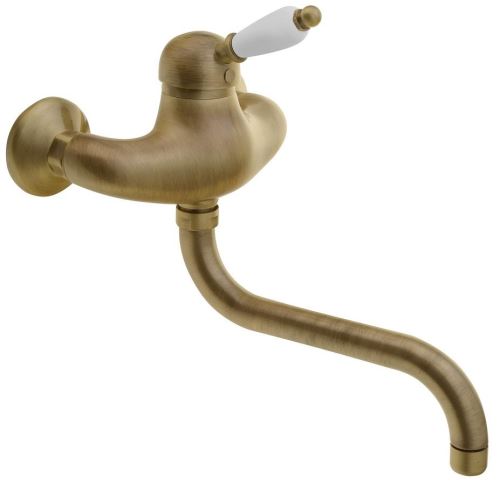 Sapho KIRKÉ WHITE nástěnná baterie, bílá páčka, bronz