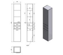 Aqualine ZOJA/KERAMIA FRESH skříňka vysoká s košem 35x184x29cm, dub platin (4)