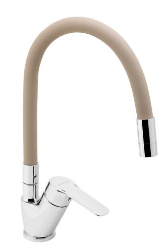 NOVASERVIS Dřezová baterie s béžovým flexi ramenem Metalia 54, chrom (54014F,0BE)