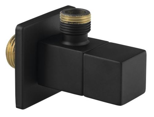Sapho Rohový ventil s rozetou, hranatý, 1/2'x 3/8' , černá mat