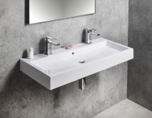 Sapho ORINOKO umyvadlo 100x42cm, 2 otvory pro baterii, litý mramor, bílá (1)