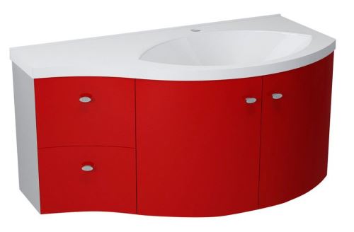 SAPHO AILA umyvadlová skříňka 110x39cm, červená/stříbrná, zásuvky vlevo ( 55611 )