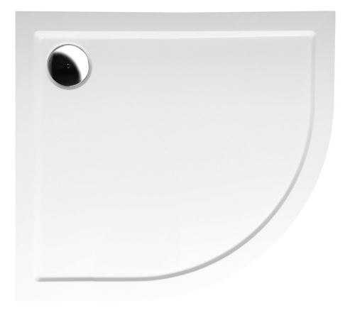 Polysan RENA L sprchová vanička z litého mramoru, čtvrtkruh 90x80x4cm, R550, levá, bílá