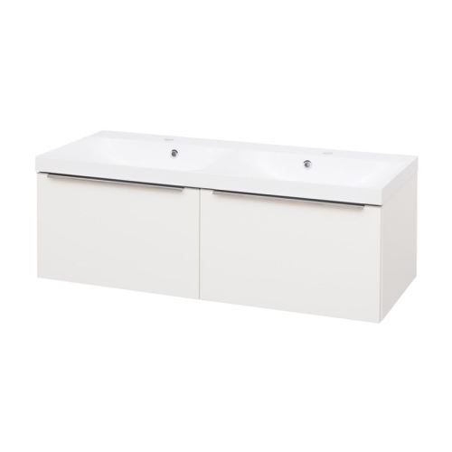 Mereo Mailo, koupelnová skříňka, umyvadlo z litého mramoru, bílá, 4 zásuvky, 1210x476x365 mm (CN518M)