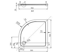Gelco AKCE čtvrtkruhová sprchová zástěna 900x900x1900mm, sklo Brick + vanička PQ559R (6)