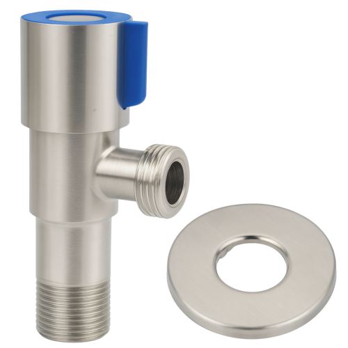 INVENA Ventil rohový z nerezové oceli s keramickou hlavicí 1/2"x3/8", modrý (ZW-47-N10-J)