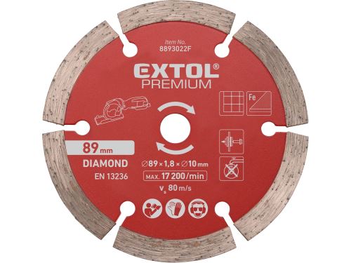 EXTOL PREMIUM Kotouč diamantový, řezný, segmentový, ∅89x1,0x10mm