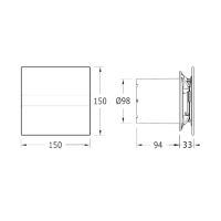 Cata E-100 GBT koupelnový ventilátor axiální s časovačem, 8W, potrubí 100mm, černá (5)