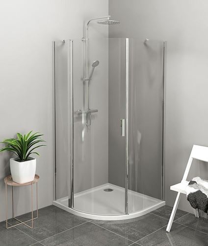 Polysan ZOOM LINE čtvrtkruhová sprchová zástěna 900x900mm, čiré sklo, levá