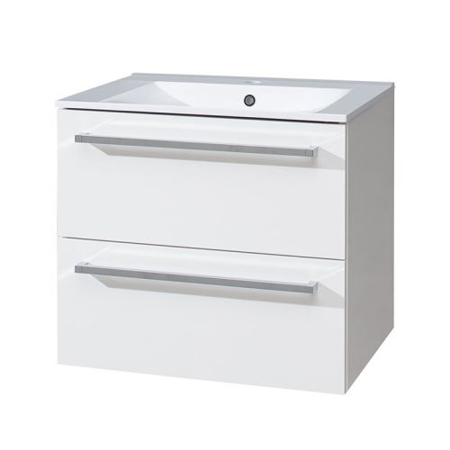 Mereo Koupelnová skříňka s keramický umyvadlem 60 cm, bílá/bílá (CN660)