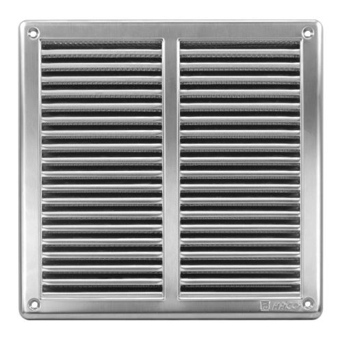HACO NVM 250×250 Větrací mřížka s rámečkem a síťovinou, nerez (0708)