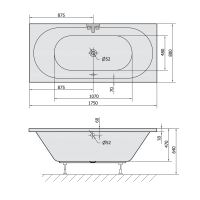 Polysan VIVA B SLIM obdélníková vana 175x80x47cm, bílá (3)