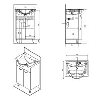 AQUALINE KERAMIA FRESH umyvadlová skříňka 51,1x74x34cm,dub platin (50058) (4)