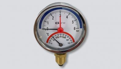 H-LINE termomanometr se spodním napojením, 0-120°C, 0-4 BAR
