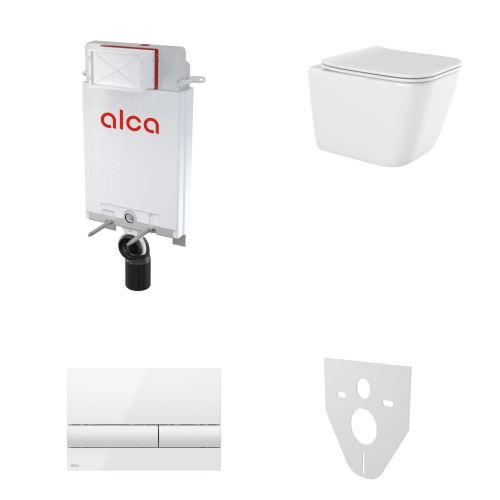 AKČNÍ SET 5v1 Alcadrain Alcamodul AM100/1000 + WC mísa INVENA PAROS