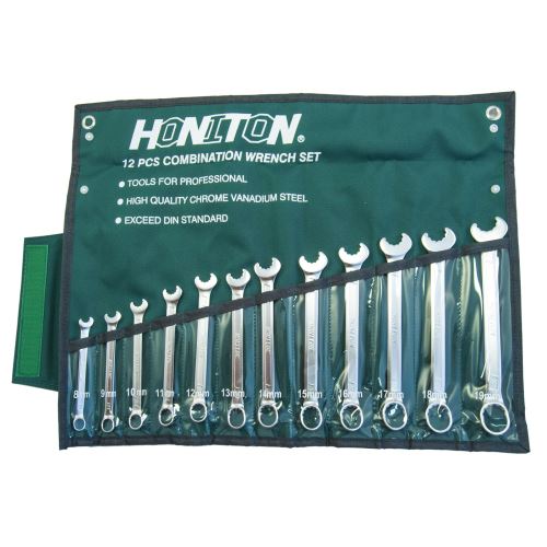 HONITON Sada ráčnových klíčů pevných, matných, 12dílů 8-19mm