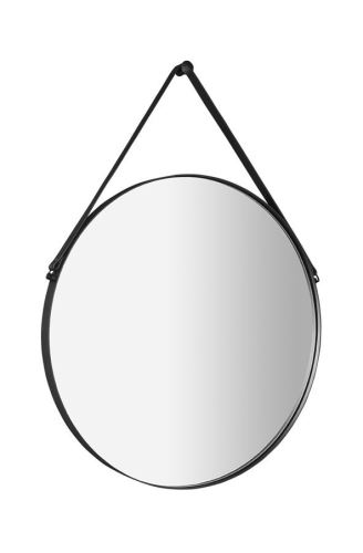 Sapho ORBITER zrcadlo kulaté s koženým páskem, ø 50cm, černá mat (ORT050)