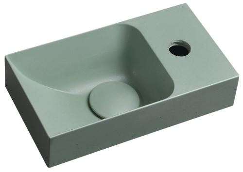 SAPHO PICCOLINO betonové umývátko 30,8x10x17cm, baterie vpravo, zelená (PK30523)