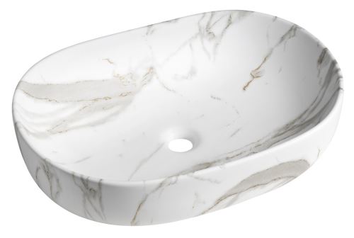 SAPHO CALEO keramické umyvadlo na desku, 60x42cm, bianco carrara (CA590BC)