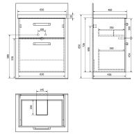 Aqualine VEGA umyvadlová skříňka 62x72,6x43,8 cm, 2xzásuvka, dub platin (5)