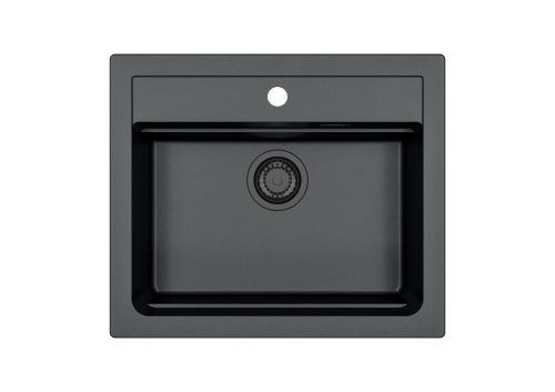 ALVEUS Granitový dřez ATROX 30, černý 91 - BLACK ADDITION + pop up sifon (1148162)