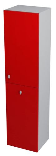 SAPHO AILA skříňka vysoká s košem 35x140x30cm, pravá, červená/stříbrná ( 55672 )