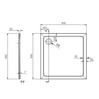 Aqualine TECMI sprchová vanička z litého mramoru, čtverec 90x90x3 cm (4)