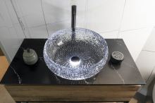 Sapho GAVIOTA skleněné gravírované umyvadlo na desku Ø 42 cm, černá (TY306) (5)
