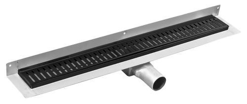 Gelco MANUS BLACK nerezový sprchový kanálek ke stěně s roštem ONDA, 650x112x55mm
