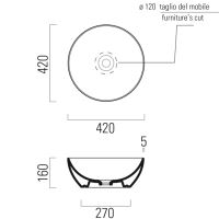 GSI PURA umyvadlo na desku průměr 42 cm, ghiaccio mat (2)