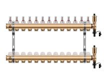 WIGELL Rozdělovač mosazný podlahový 13 okruhů, s hlavicemi a průtokoměry (01.0310612)