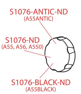 ALCADRAIN Knoflík A55 kov 2017 tisícihran + krytka BLACK (S1076-BLACK-ND)